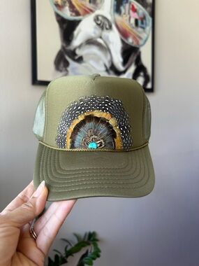 F2 Boho Feather Trucker Hat